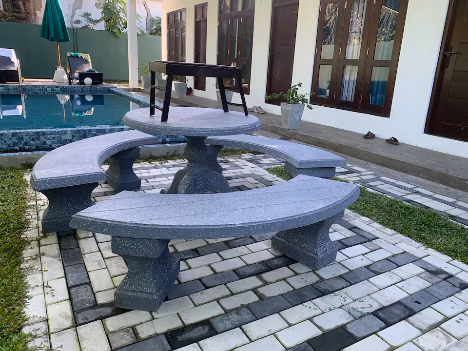 Mayon Beach Villa Pool and garden seating 12