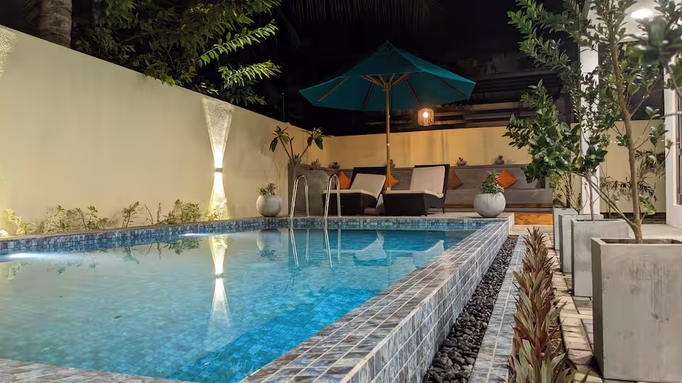 Mayon Beach Villa Pool night view 13